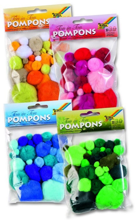 Pompons, 30 Stück, Größen sortiert TON IN TON MIX Rot