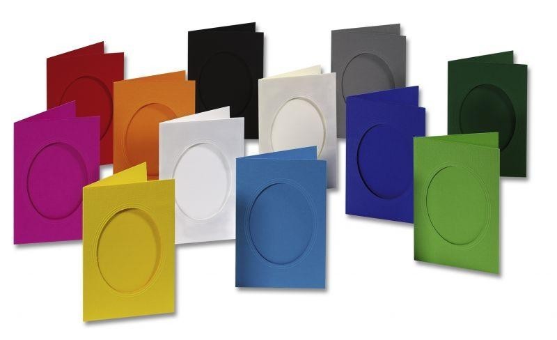Passepartouts 220 g/m², ovale Stanzung 10,5x15cm,3er Set Einzelfarben