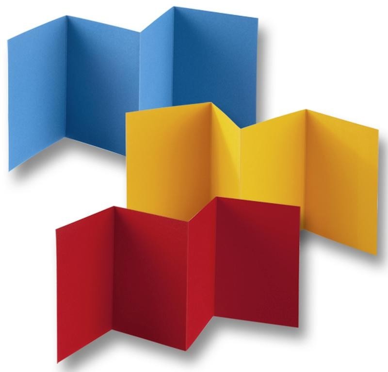 Leporellos 300g/m², 10,5x15,5cm, 4-fach 3 Leporellos&Kuverts, Einzelfarben