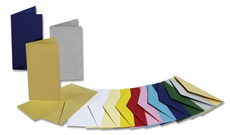 Doppelkarten 220g/m², 10,5x21 cm je 5 Karten&Kuverts&Einlagen Einzelfarben