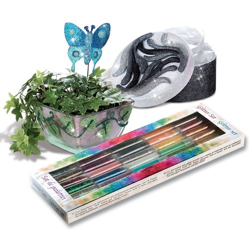 Glitter-Set, 30 Dosen Dekomaterial farbig sortiert