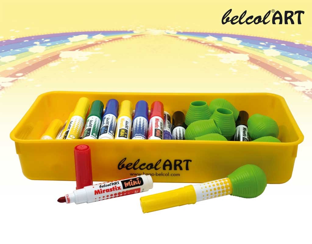 belcolART Mirastix Mini  32 Stifte nachfüllbar in 8 Farben sortiert + 8 Ergonomic Griffe GRATIS