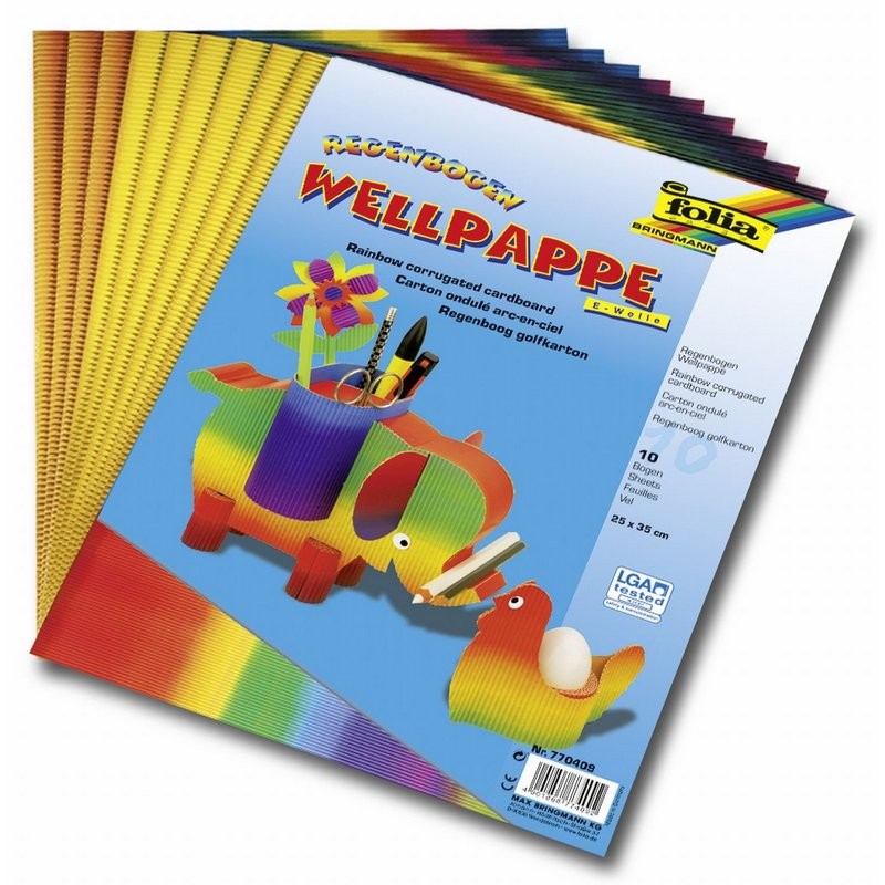 E-Wellpappe, 25x35cm, 10 Blatt regenbogen