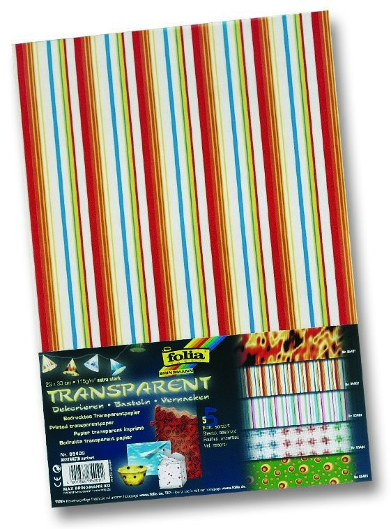 Transparentpapier 115g/m², 50,5x70cm 10 Bogen, Streifen intensiv""