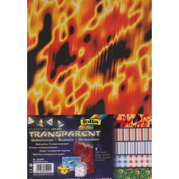 Transparentpapier 115g/m², 23x33cm 5 Blatt, Moderne Flamme""