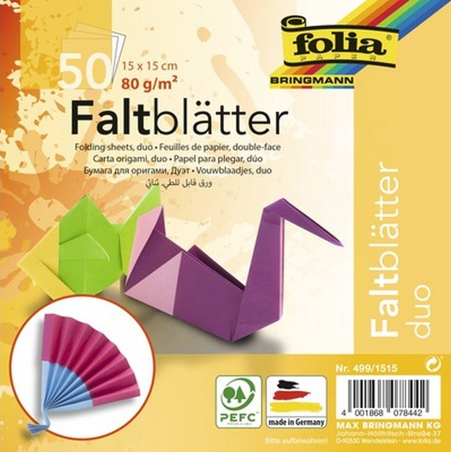 Faltblätter 80g/m², DUO 15x15cm, 50 Blatt, 10 Motive sortiert