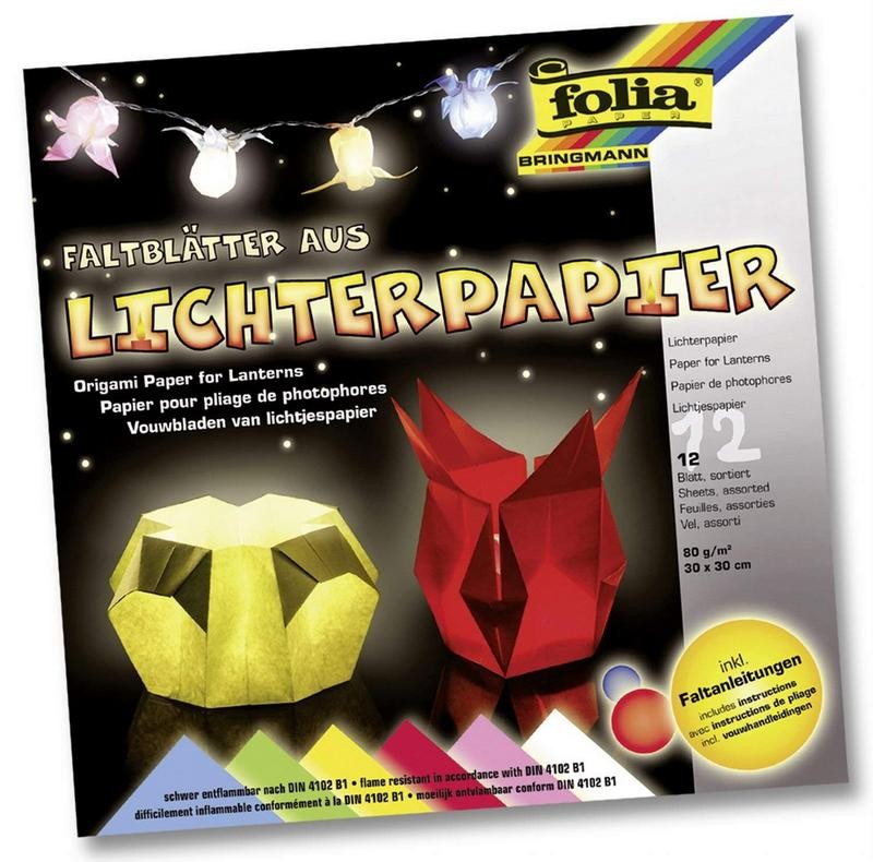 Lichterpapier 80g/m², 30x30cm 12 Blatt, farbig sortiert