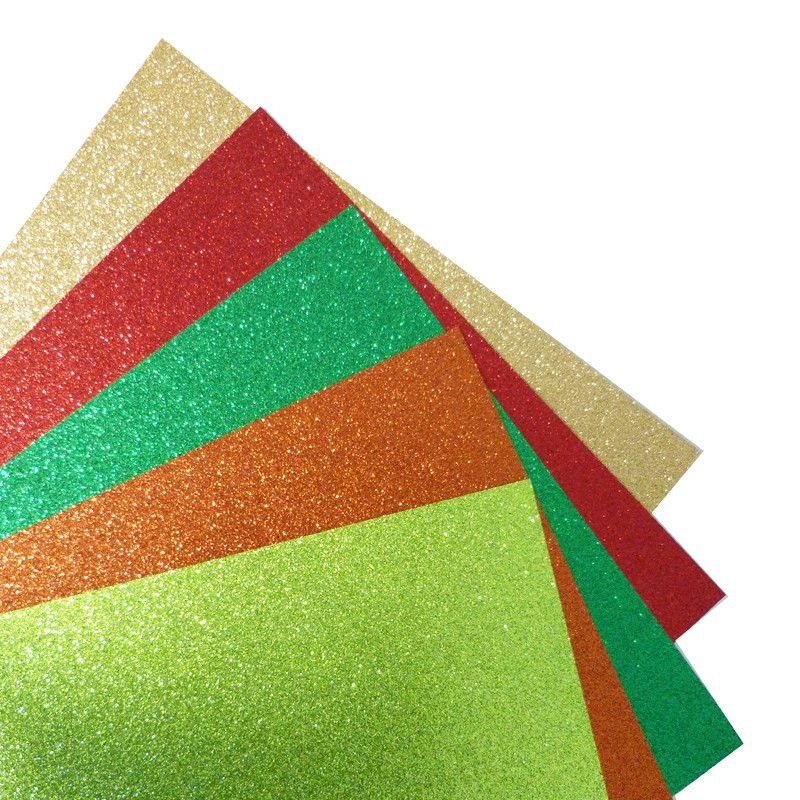 Glitterkarton 300g/m², ORIENTAL 50x70cm, 5 Bogen farbig sortiert
