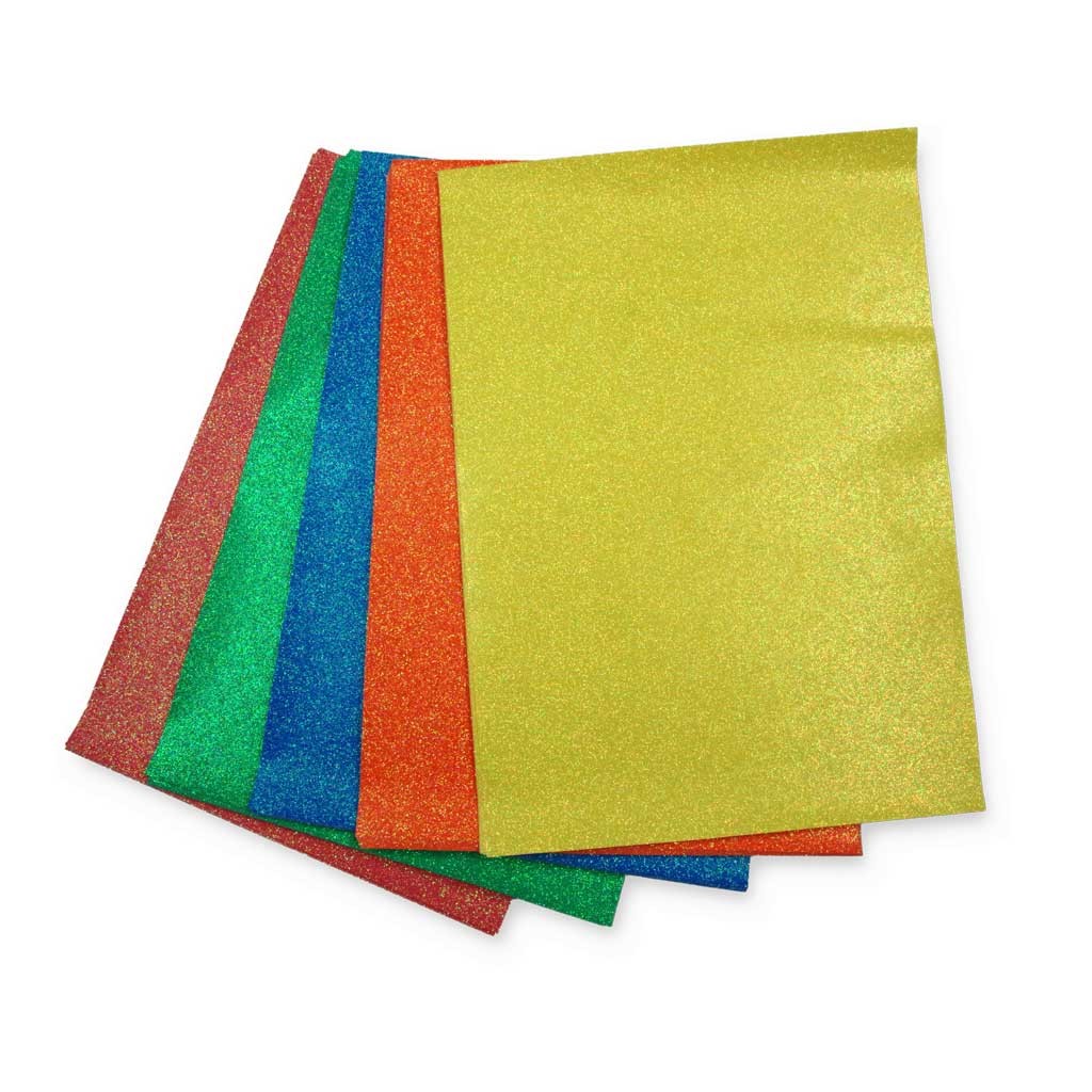 Glitterpapier 170g/m², A4, irisierende Farben 50 Bogen in 5 Farben sortiert