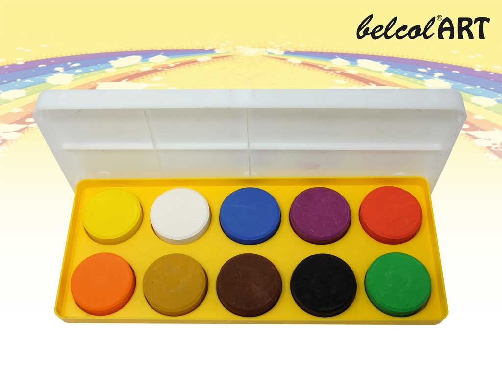 belcolART Color 44mm, 10 Blöcke Grundfarben sortiert im Farbmalkasten