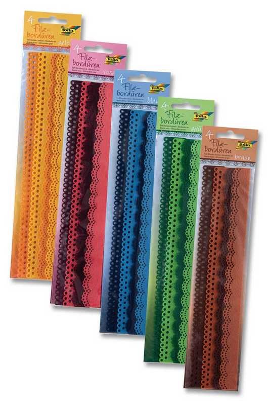 Filzbordüren Ton-in-Ton in 5 Einzelfarben 6 Stück pro Farbe, 7-10cm rund