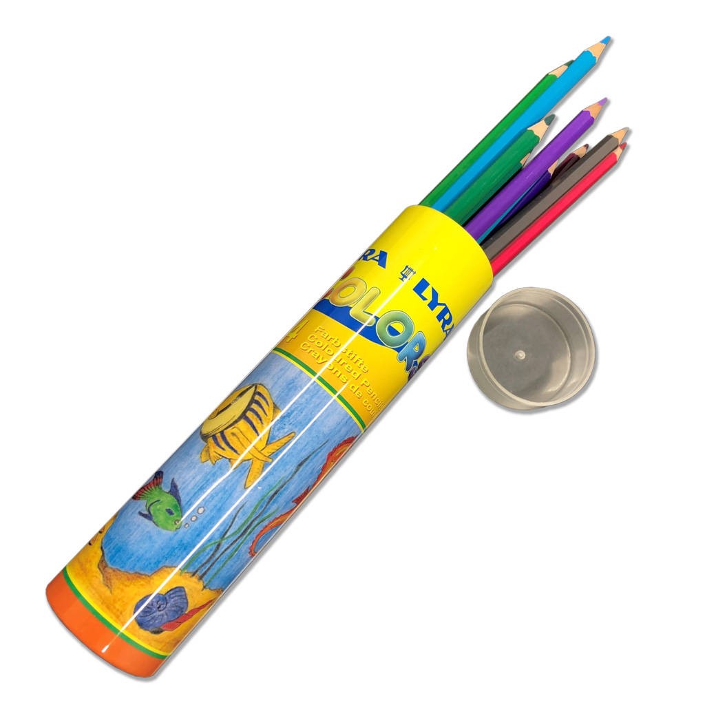 24 Buntstifte von Lyra in der Runddose dünne 6-kant Stifte, leicht zu spitzen