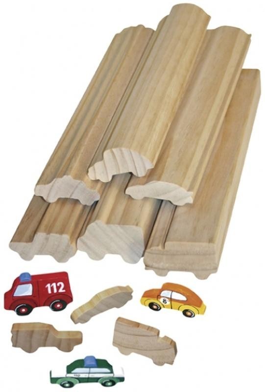 Profilholz Fahrzeuge 6-teilig Material: neuseeländische Kiefer Maße: 6x5x30 cm