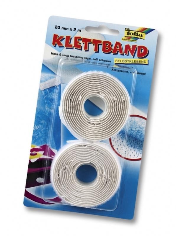 Klettband selbstklebend, 20mmx2m, weiß