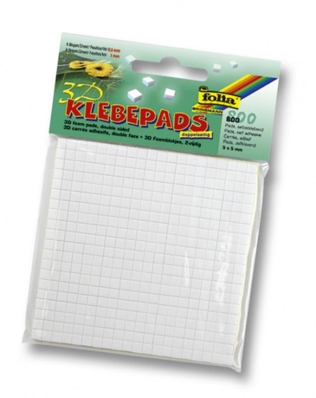 Klebepads für 3D-Effekte, 5x5mm 800 Stück (0,5+1,0mm), beids.selbstkl.