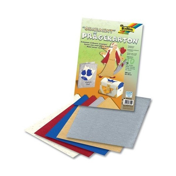 Prägekarton 220g/m² 5 Bogen Einzelfarben Ornament""