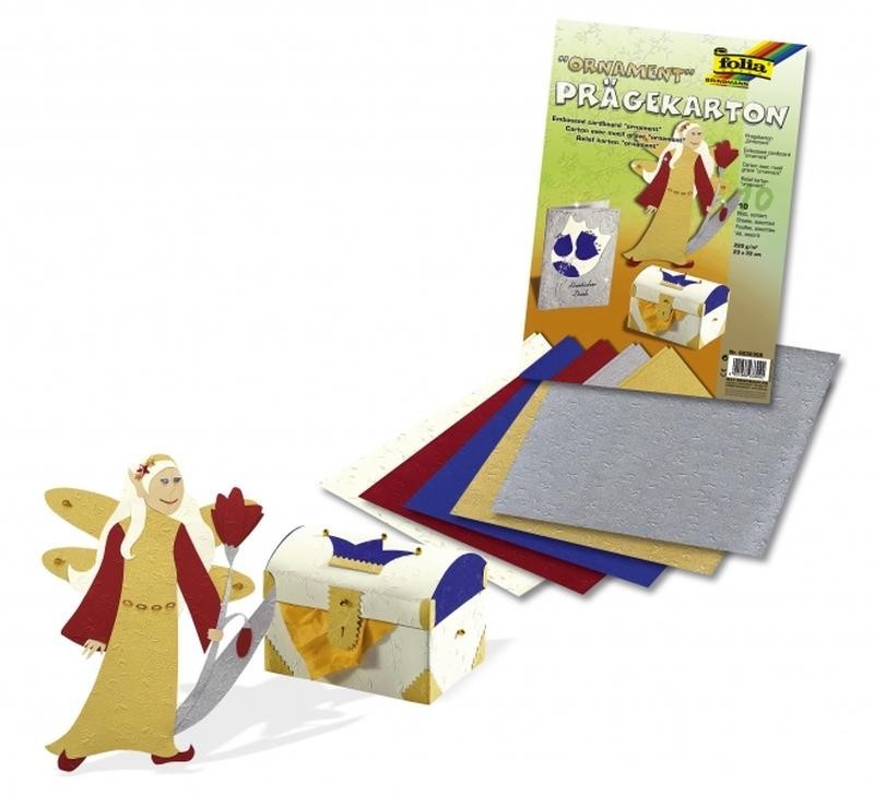 Prägekarton Engel" 220g/m² 50x70cm, 10 Bogen, farbig sortiert"