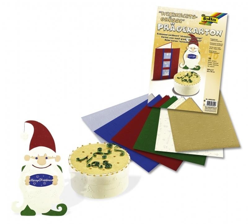 Prägekarton 220g/m² 5 Bogen Einzelfarben Weihnachtsgrüße""