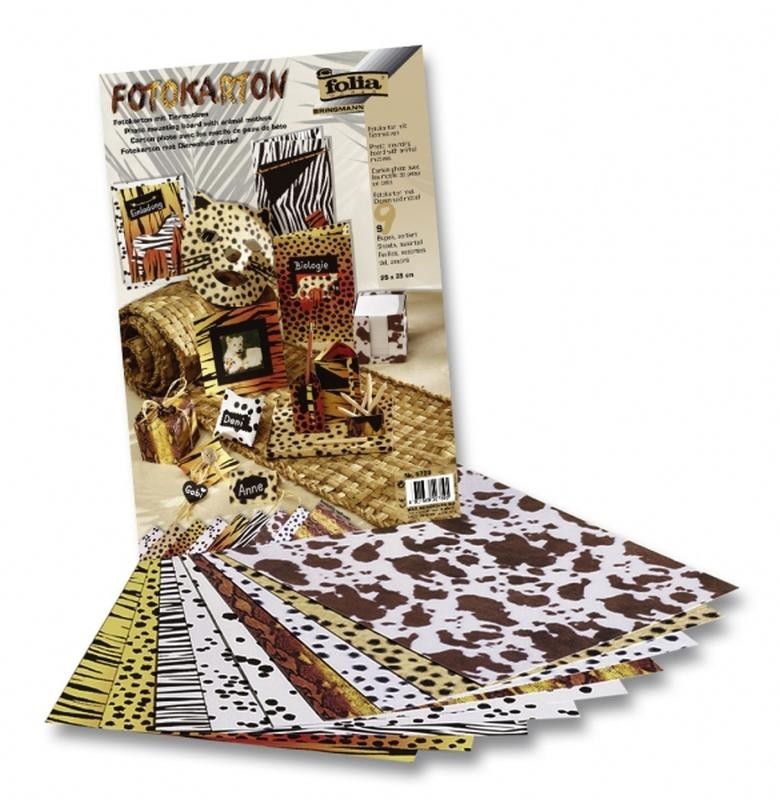 Tier-Fell-Leder-Karton 300g/m², 25x35cm 9 Blatt, Motive sortiert