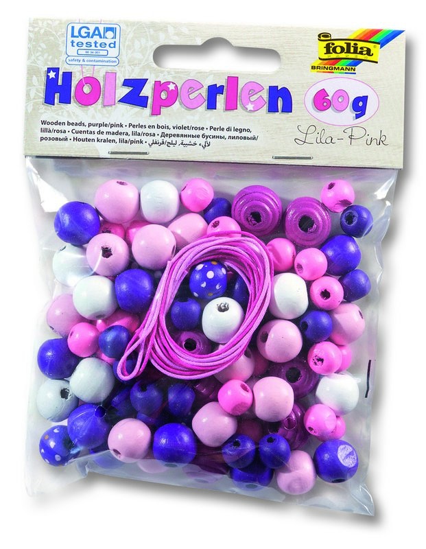 Holzperlen, 60g TON IN TON MIX - lila/pink