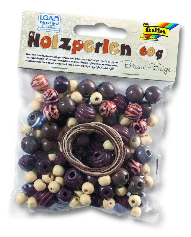 Holzperlen, 60g TON IN TON MIX - braun/beige