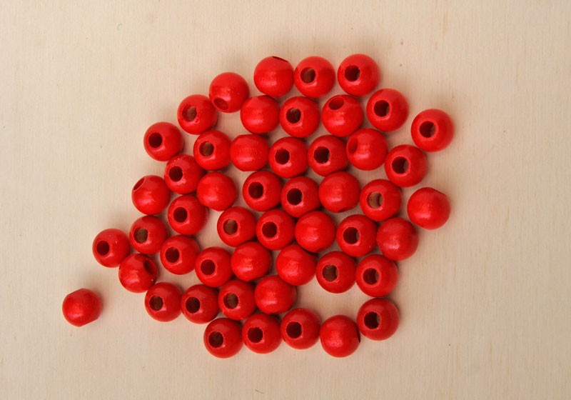 Holzperlen rot, 12mm, Bohr 3,0mm, 30stk