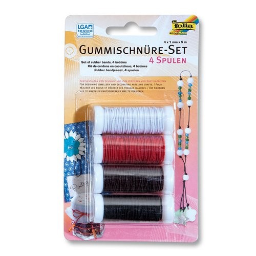 Gummischnüre-Set, 4 Spulen ca. 5 m farbig sortiert