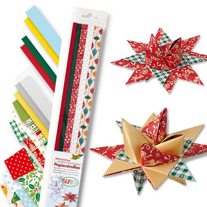 Papierstreifen WEIHNACHTEN 50x1,0/1,5/2,0cm, 168 Streifen, sortiert