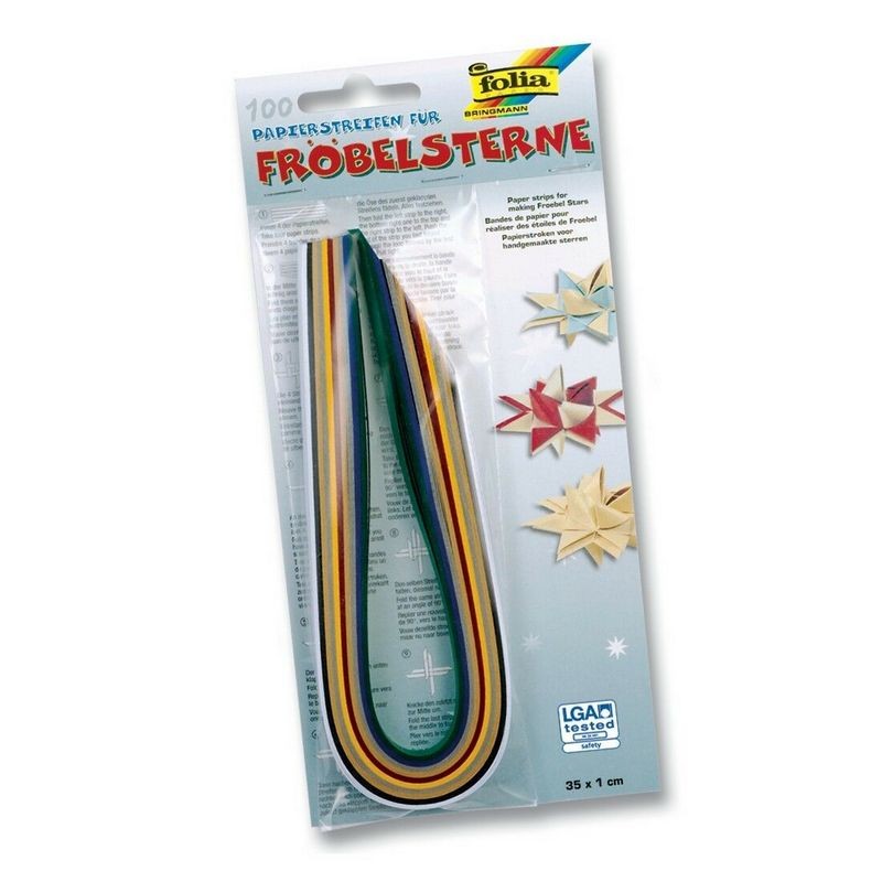 Papierstreifen für Fröbelsterne 130g/m² 35x1cm, 100 Streifen, Weihnachtsfarben