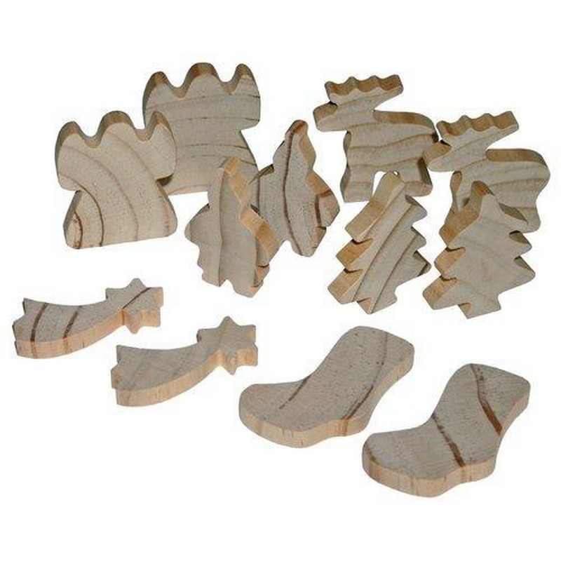 Holzfiguren Weihnachten 2x 6-teilig Material: neuseeländische Kiefer  Maße:6x5x0,8 cm