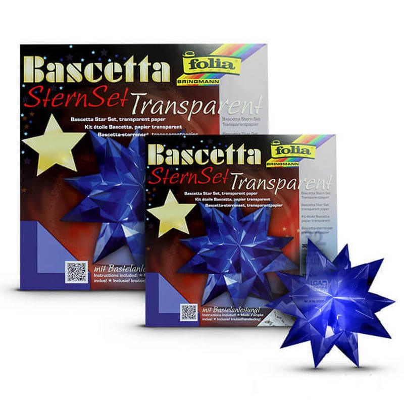 Bascetta-Stern Bastelset, 20x20cm, 32 Blatt Transparentpapier 115g/m², blau