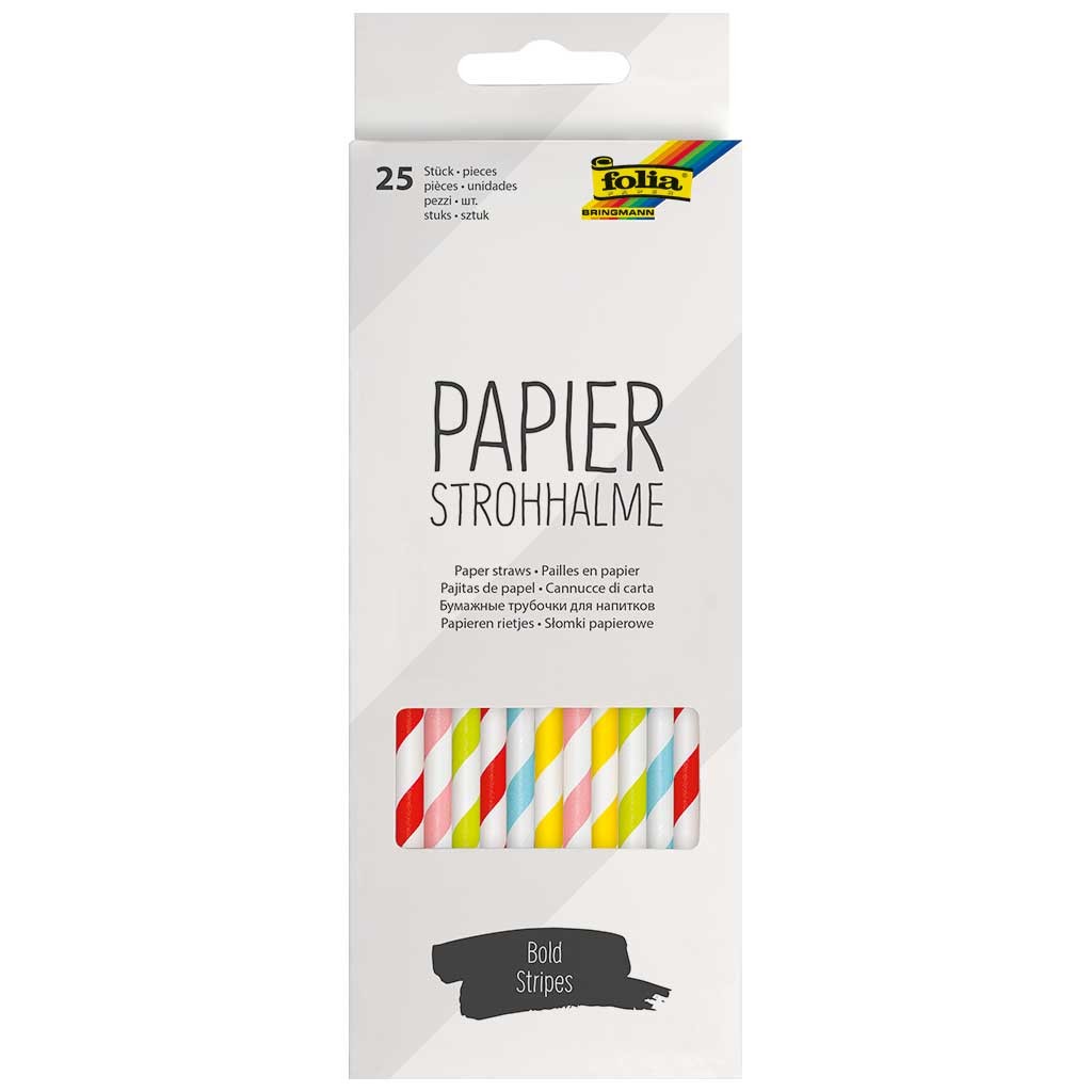 Papierstrohhalme BOLD STRIPES, 25 Stück 19,7cm, Ø6mm