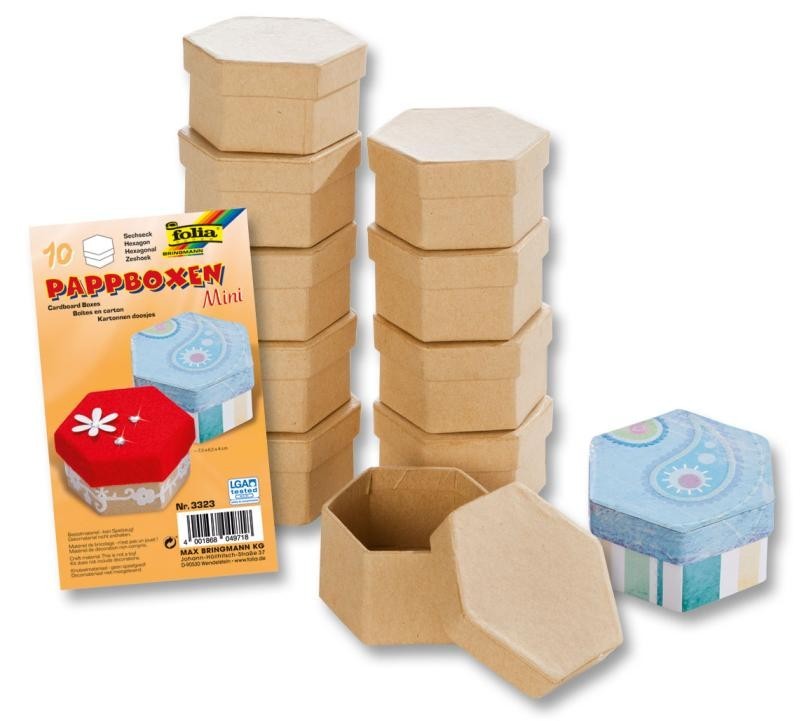 Pappboxen Mini, 10 Stück SECHSECK, 7,5x6,5x4 cm, natur